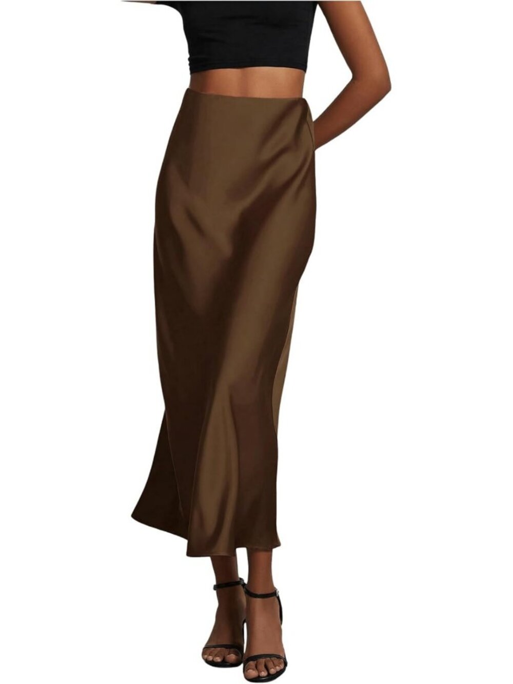 Elegant Satin Maxi Skirt | High Waisted A-Line Fishtail Design for Women